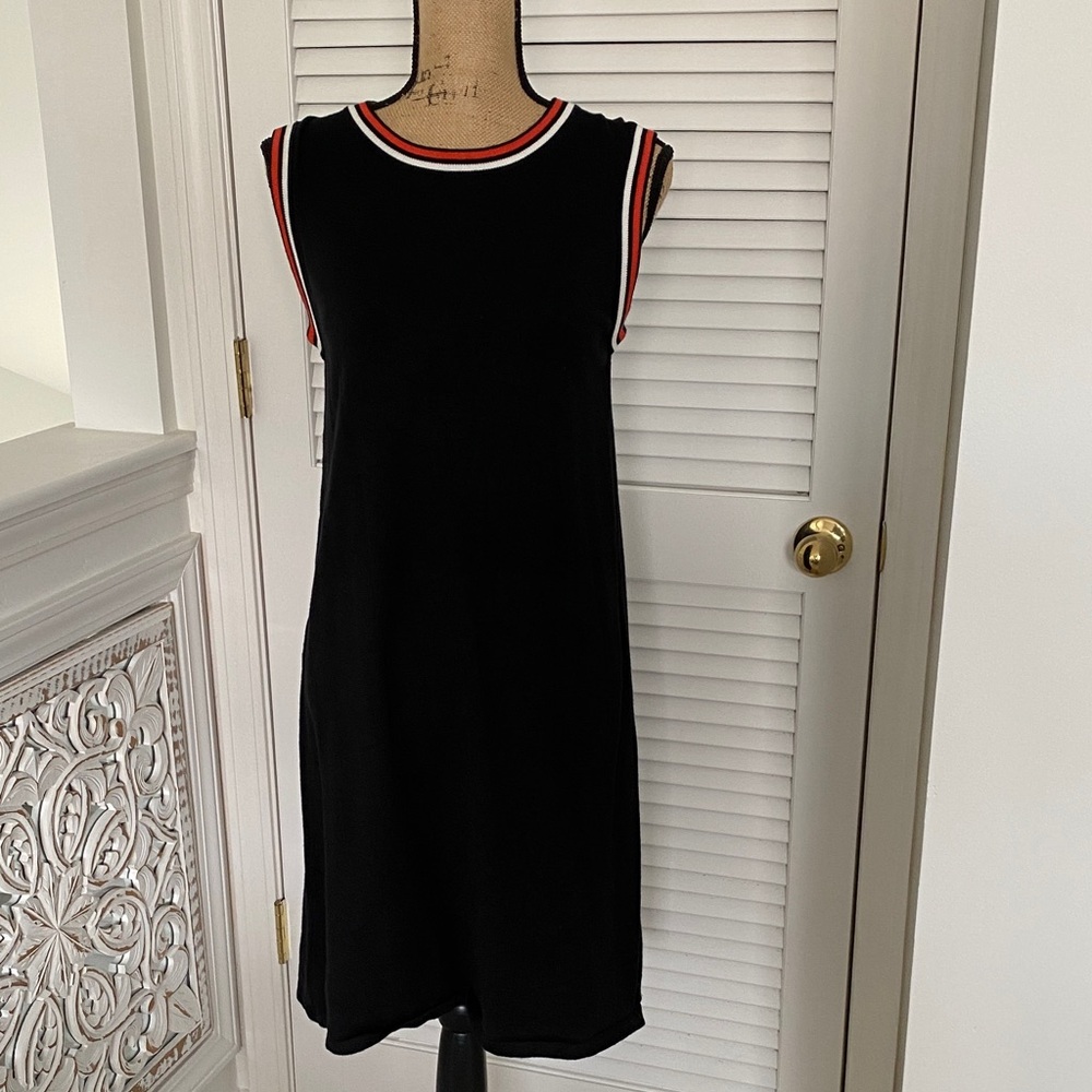 THML Black Sweater Dress with Red and White Accents